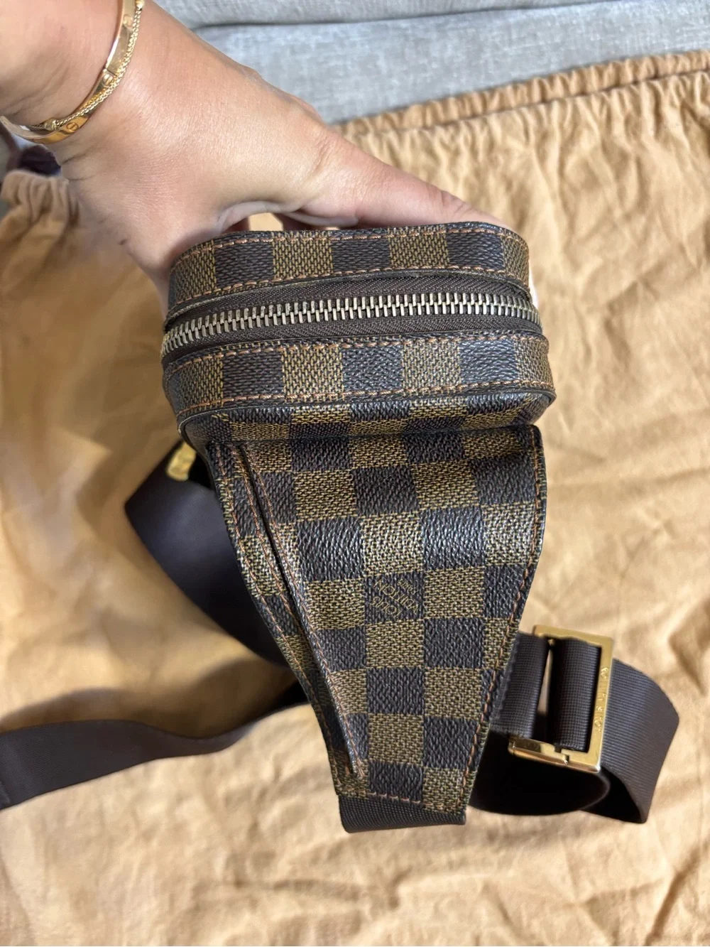 Authentic Louis Vuitton geronimos damier ebene discontinued mini bum bag